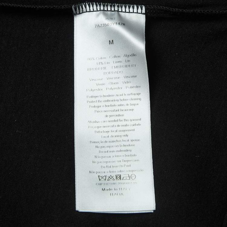 Pre Owned  Dior Black Logo Embellished Cotton Blend Half Sleeve T-Shirt M