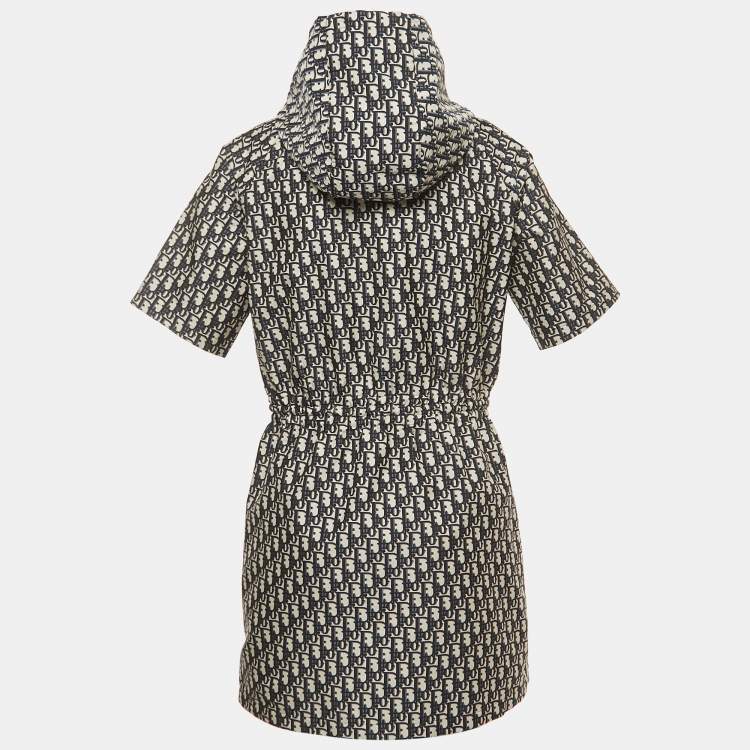مملوكة مسبقًا Dior Navy Blue Oblique Jacquard Hooded Mini Dress M