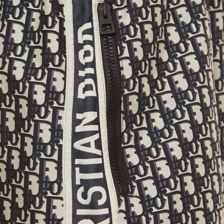 مملوكة مسبقًا Dior Navy Blue Oblique Jacquard Hooded Mini Dress M
