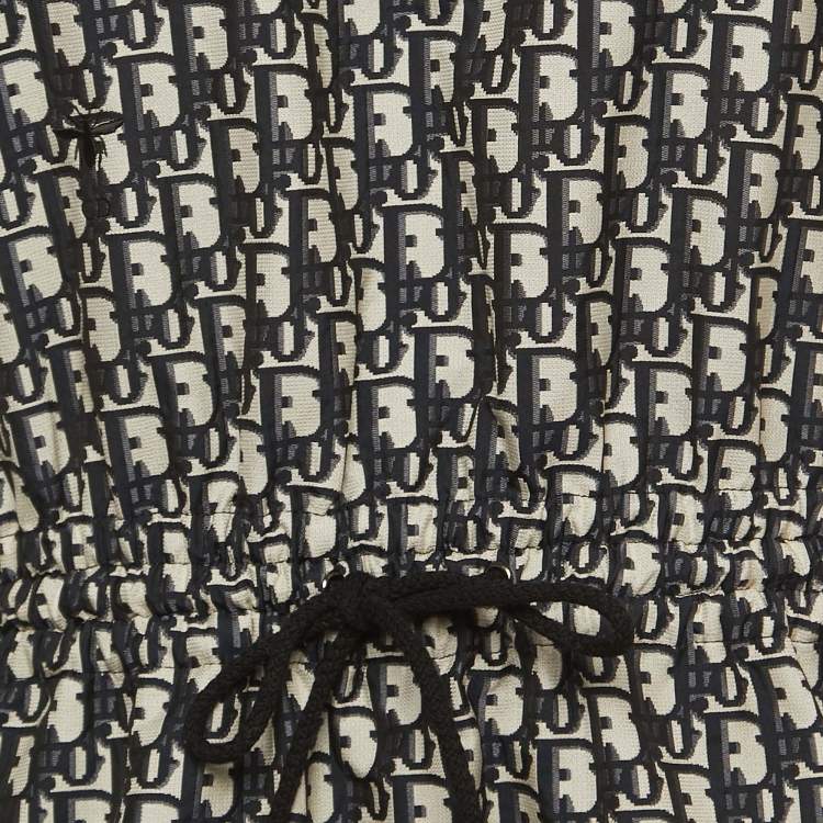 مملوكة مسبقًا Dior Navy Blue Oblique Jacquard Hooded Mini Dress M