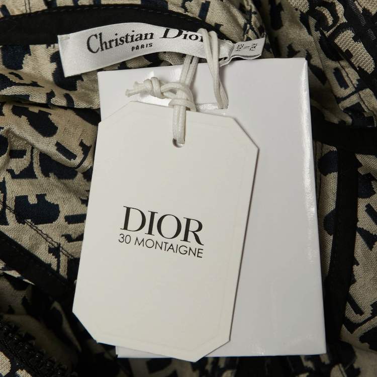 مملوكة مسبقًا Dior Navy Blue Oblique Jacquard Hooded Mini Dress M