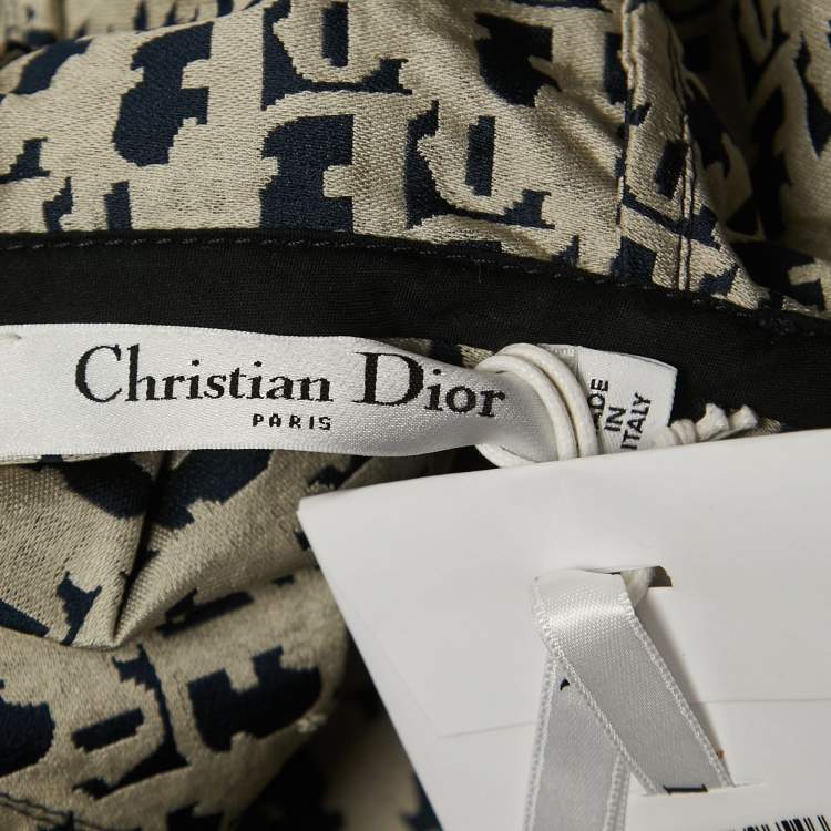 مملوكة مسبقًا Dior Navy Blue Oblique Jacquard Hooded Mini Dress M