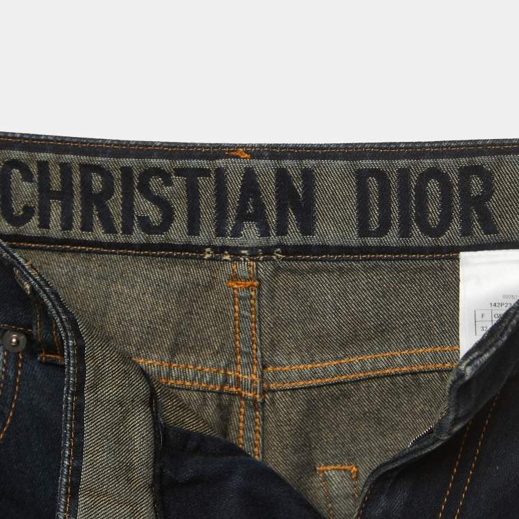 مملوكة مسبقًا Christian Dior Blue Denim High Waist Flared Jeans XXS Waist 24"
