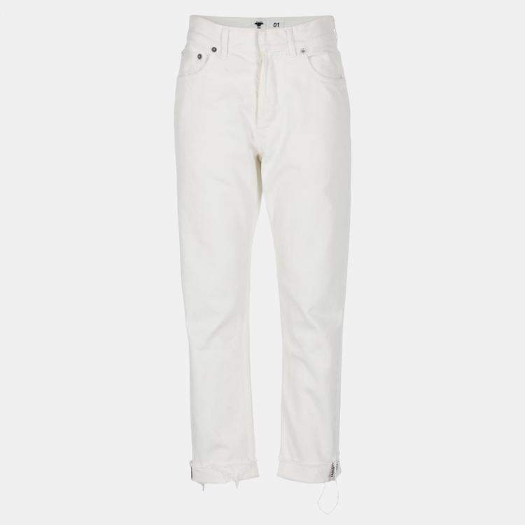Luxury trousers for women - Prada white trousers with white logo