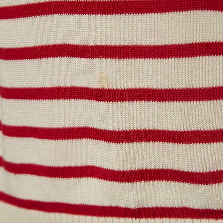 Pre Owned Dior White/Red Cannes Knit Top S