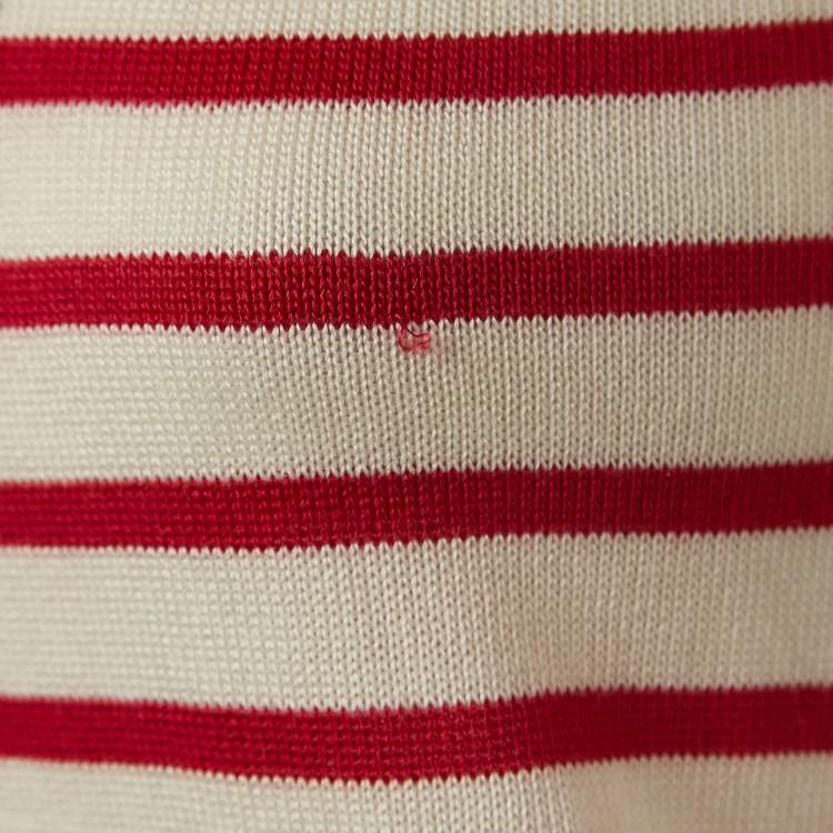 Pre Owned Dior White/Red Cannes Knit Top S