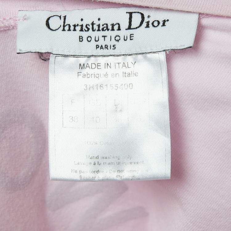 Pre Owned Dior Vintage Logo Patch Cotton V-Neck T-Shirt M