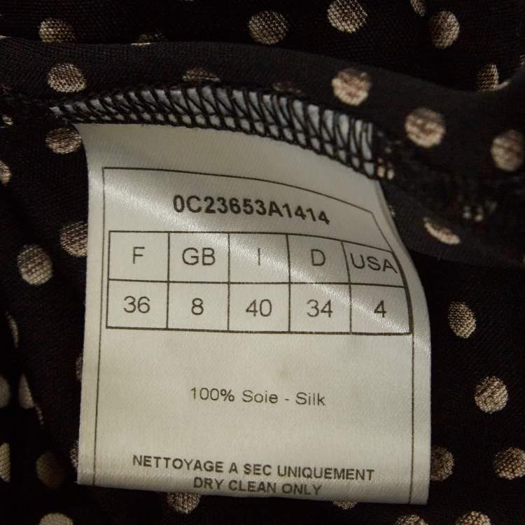 Pre Owned Dior Black Dotted Silk Knit Sleeveless Cowl Neck Midi Dress S