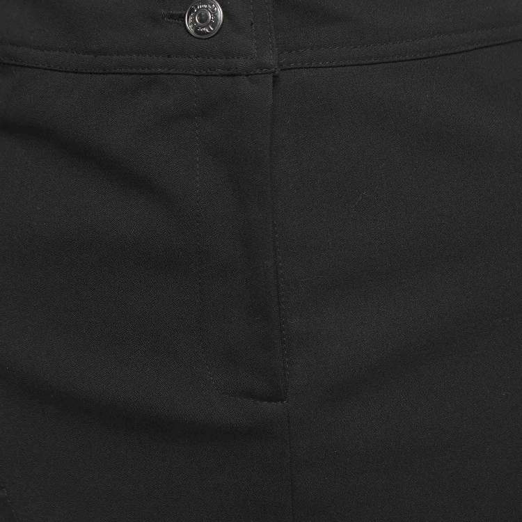 Pre Owned Dior Black Silk Draped Midi Skirt S