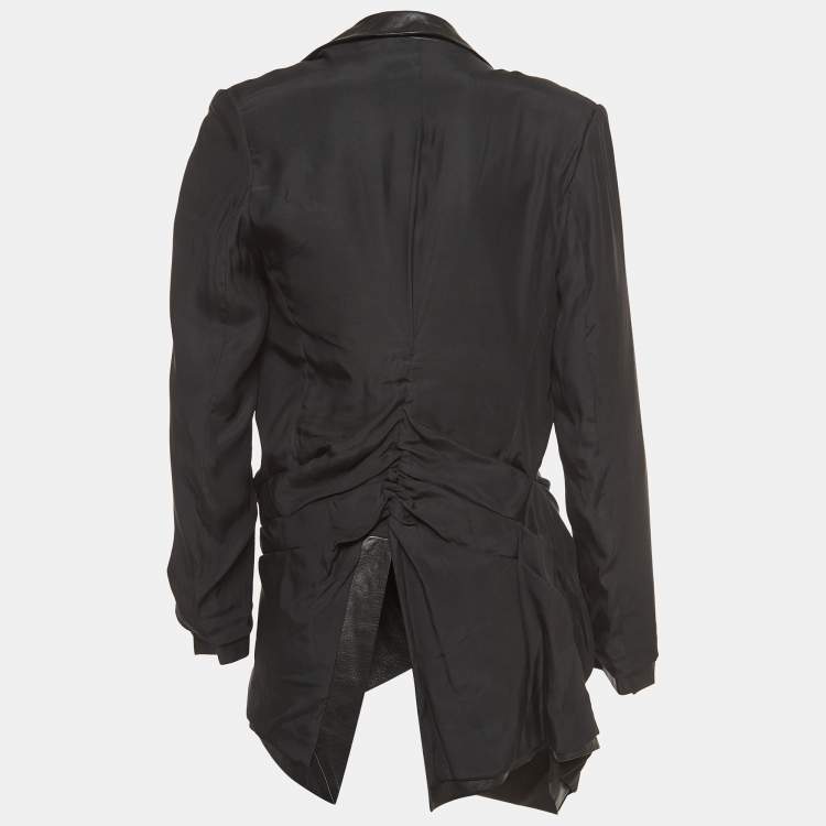 Pre Owned Dior Vintage Black Draped Leather Inside-Out Jacket M