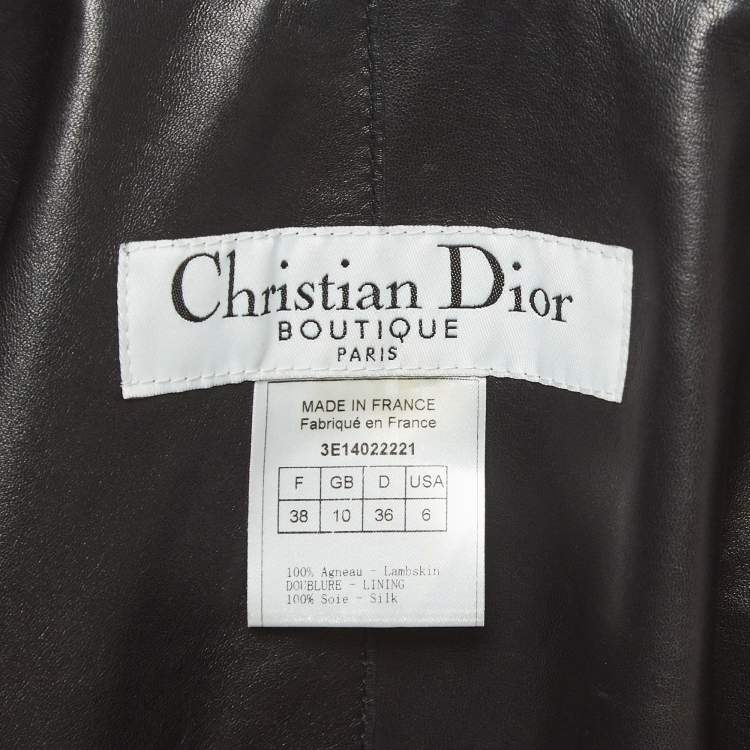Pre Owned Dior Vintage Black Draped Leather Inside-Out Jacket M