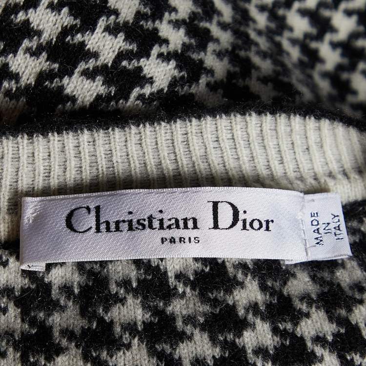مملوكة مسبقًا Christian Dior Black/White Checked Cashmere Sweater M