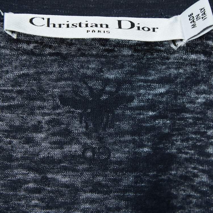 Pre Owned Christian Dior Navy Blue Feminist Print Cotton Blend Half Sleeve T-Shirt S