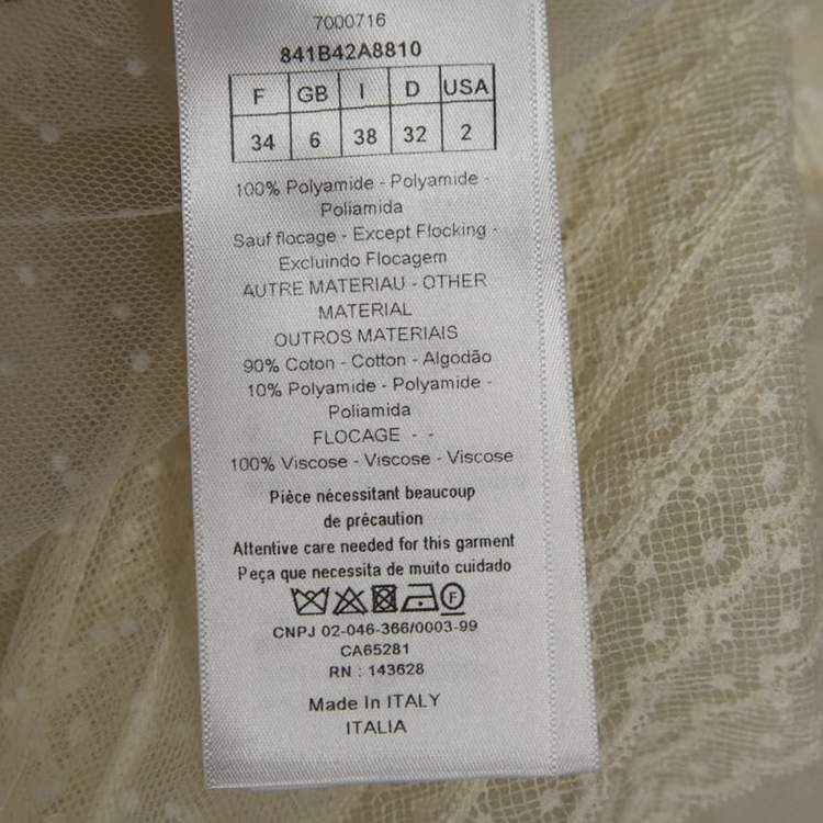 مملوكة مسبقًا Christian Dior White Dotted Tulle Blouse S
