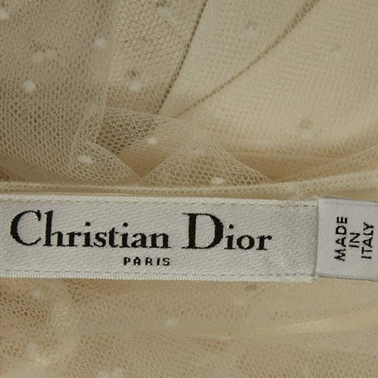 مملوكة مسبقًا Christian Dior White Dotted Tulle Blouse S