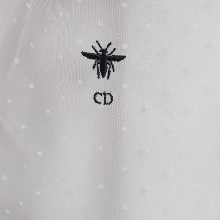 مملوكة مسبقًا Christian Dior White Dotted Tulle Blouse S