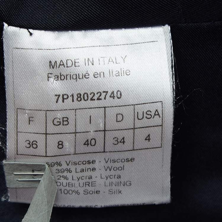 Pre Owned Dior Vintage Navy Blue Wool Blend Single Breasted Blazer S