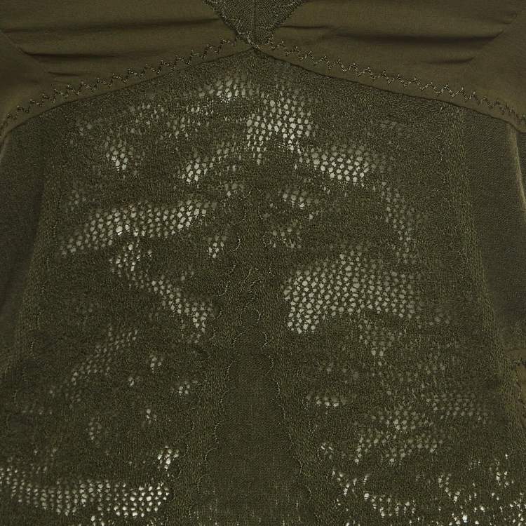 Pre Owned Christian Dior Boutique Military Green Wool Blend Knit Tank Top M