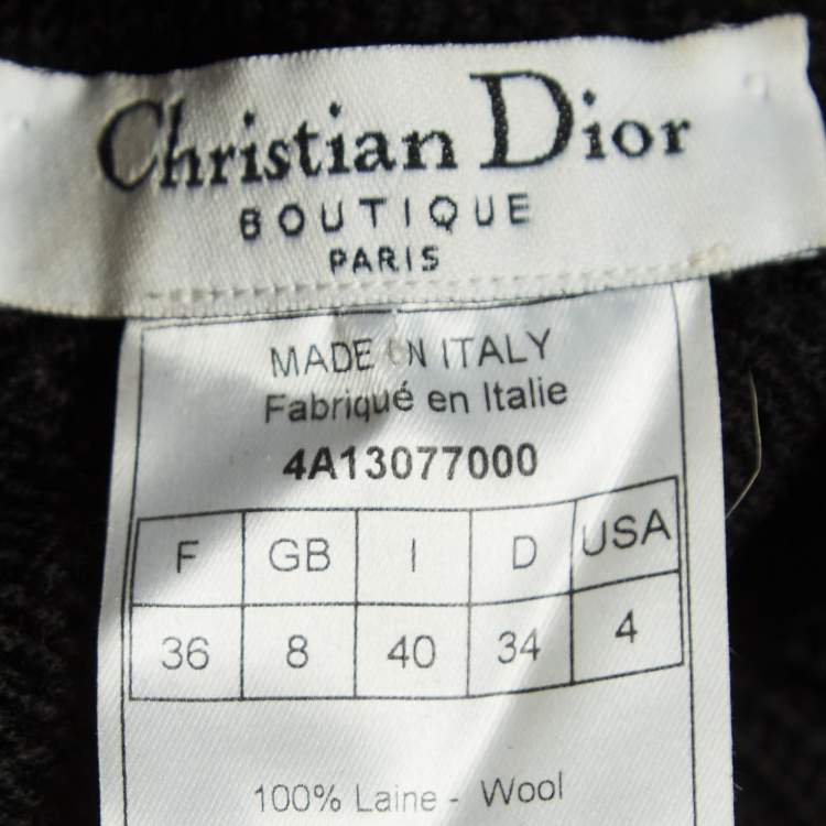 Pre Owned Christian Dior Boutique Black Pointelle Knit Wool Zipper Vest S