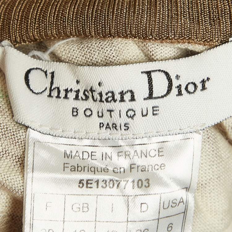 Pre Owned Christian Dior Boutique Brown Logo Monogram Wool Blend Embroidered Jacket M