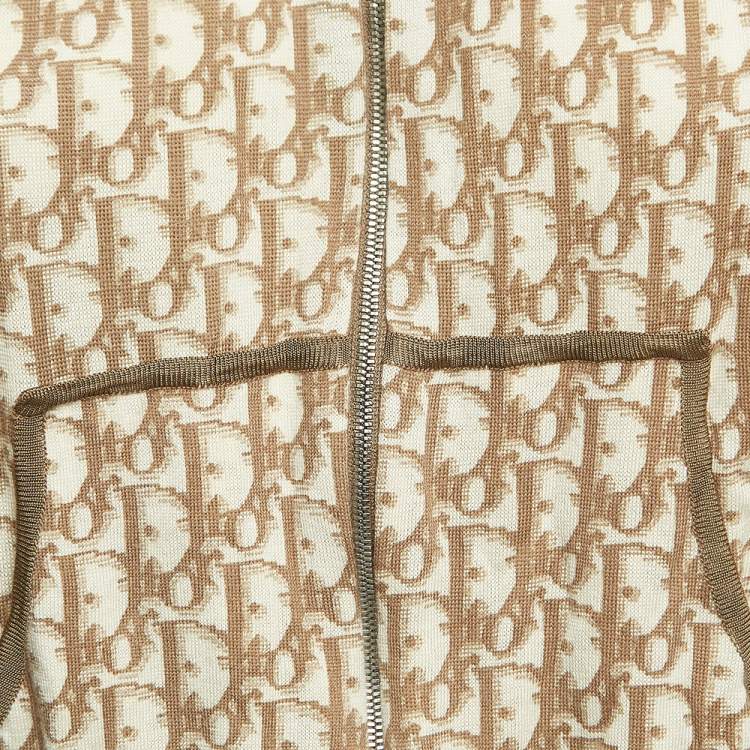 Pre Owned Christian Dior Boutique Brown Logo Monogram Wool Blend Embroidered Jacket M
