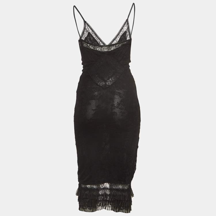 Christian Dior Boutique by John Galliano Black Sheer Lace Midi Dress L Dior TLC