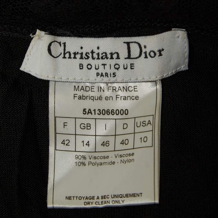 Pre Owned Christian Dior Boutique by John Galliano Black Sheer Lace Midi Dress L