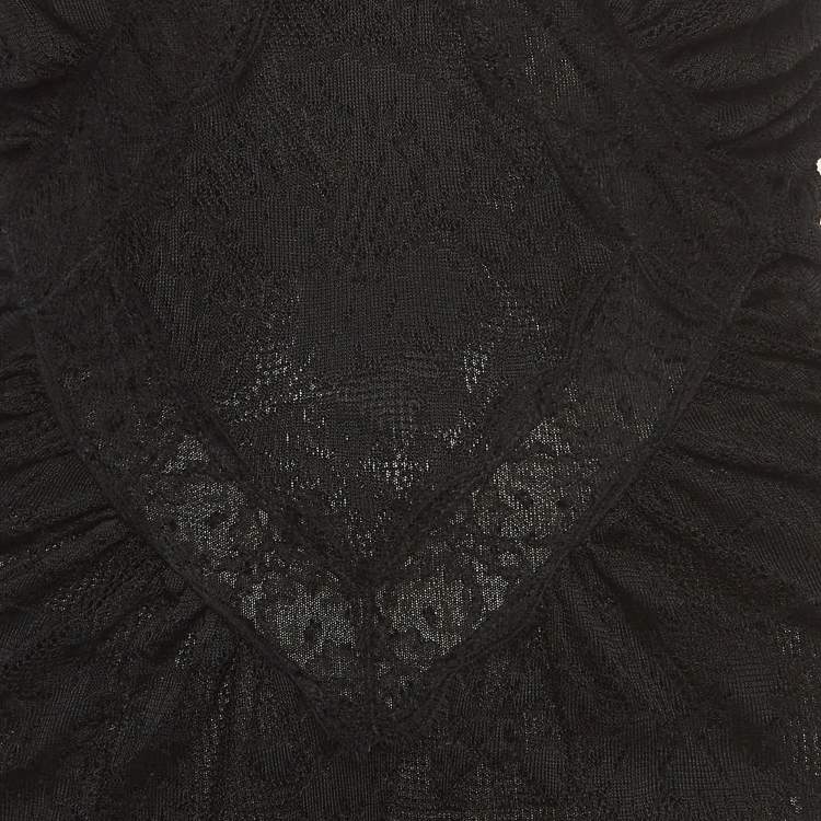 Pre Owned Christian Dior Boutique by John Galliano Black Sheer Lace Midi Dress L