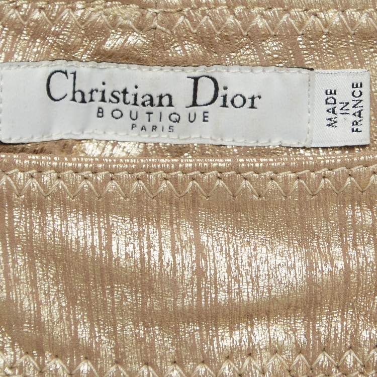Pre Owned Christian Dior Boutique Gold Printed Leather Straight Pants M 