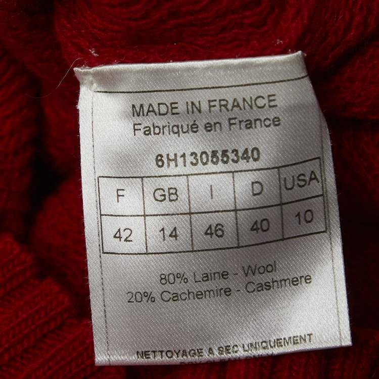 Pre Owned Christian Dior Boutique Red Wool Blend Knit Sweater L