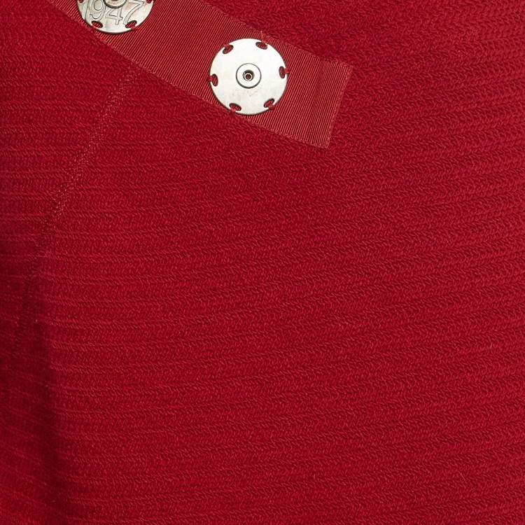 Pre Owned Christian Dior Boutique Red Wool Blend Knit Sweater L
