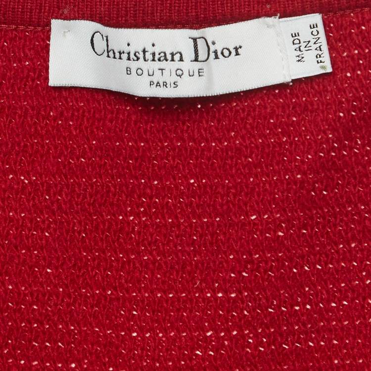Pre Owned Christian Dior Boutique Red Wool Blend Knit Sweater L
