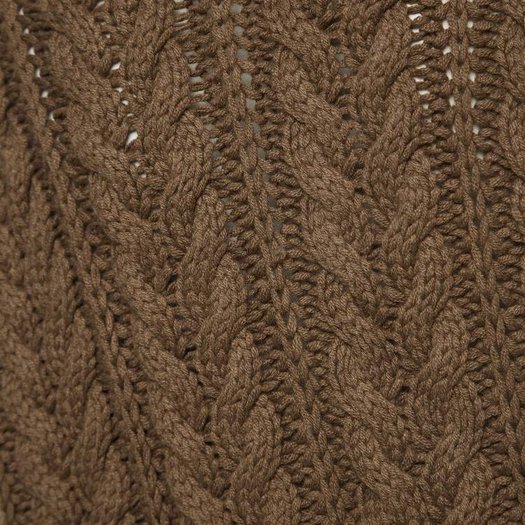 Pre Owned Christian Dior Boutique Rasta Brown Cable Knit Cashmere Sweater M