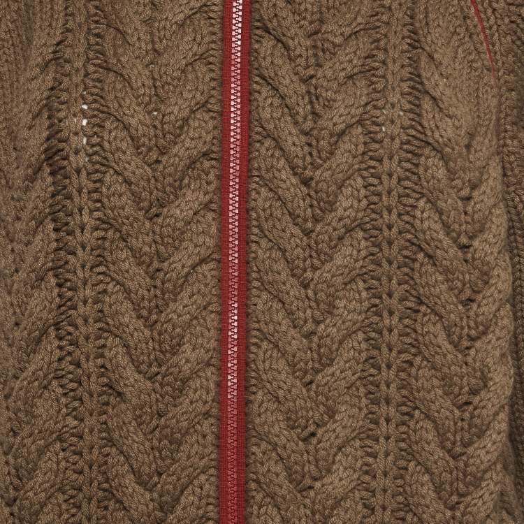 Pre Owned Christian Dior Boutique Rasta Brown Cable Knit Cashmere Sweater M
