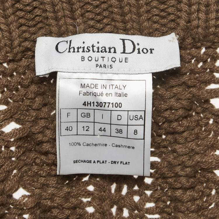 Pre Owned Christian Dior Boutique Rasta Brown Cable Knit Cashmere Sweater M