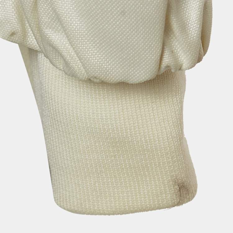 Pre Owned Christian Dior Boutique White Nylon and Detachable Fur Puffer Jacket M