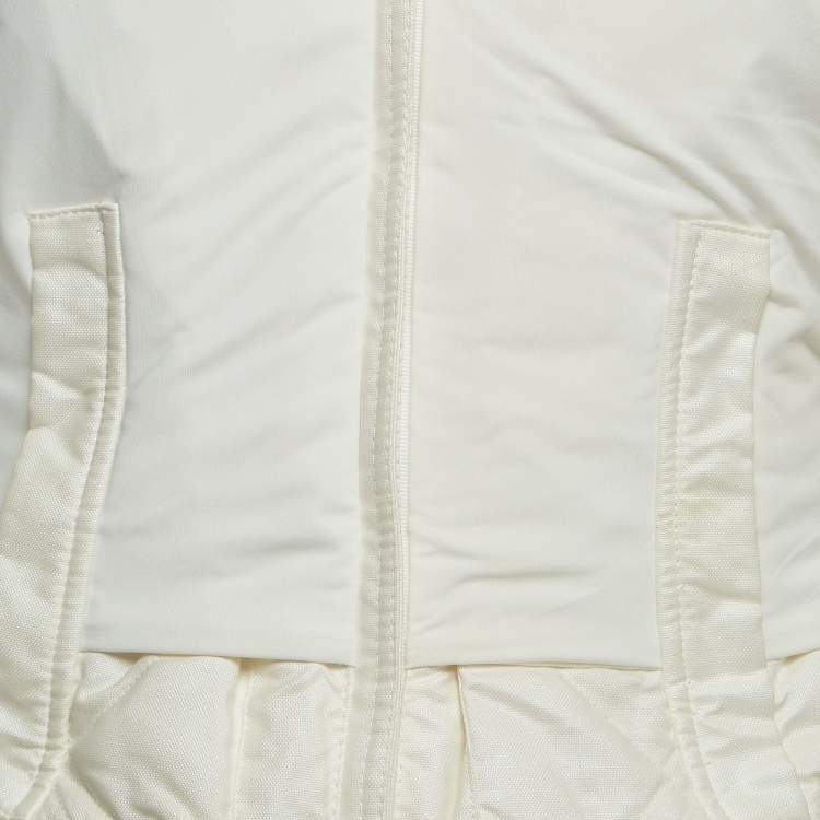 Pre Owned Christian Dior Boutique White Nylon and Detachable Fur Puffer Jacket M