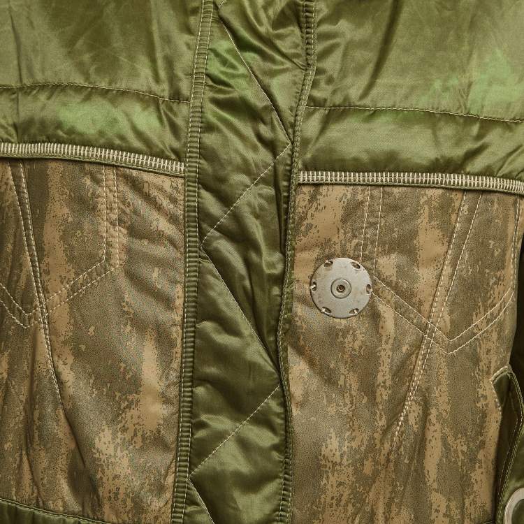 Pre Owned Christian Dior Boutique Green Cotton Blend and Fur Parka Jacket M