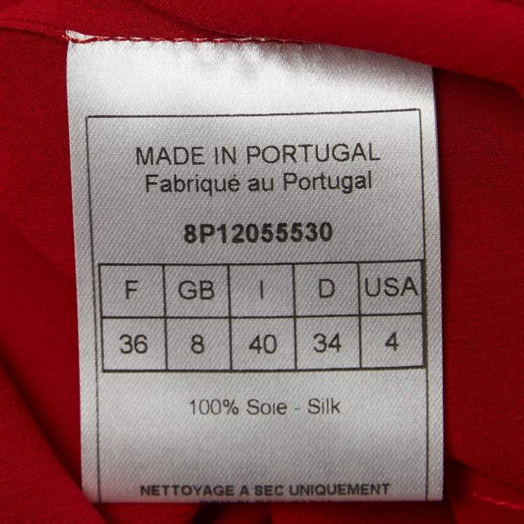 Pre Owned Dior Red Silk Ruffled Semi Sheer Shirt S