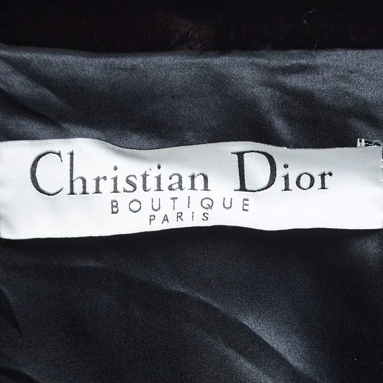 Pre Owned Christian Dior Boutique Brown Fur Sleeveless Belted Mid Length Coat M