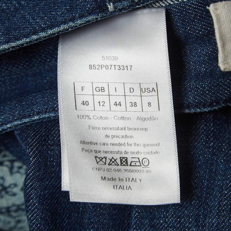 Pre Owned Dior Blue Printed Denim Shirt and Pants Set M