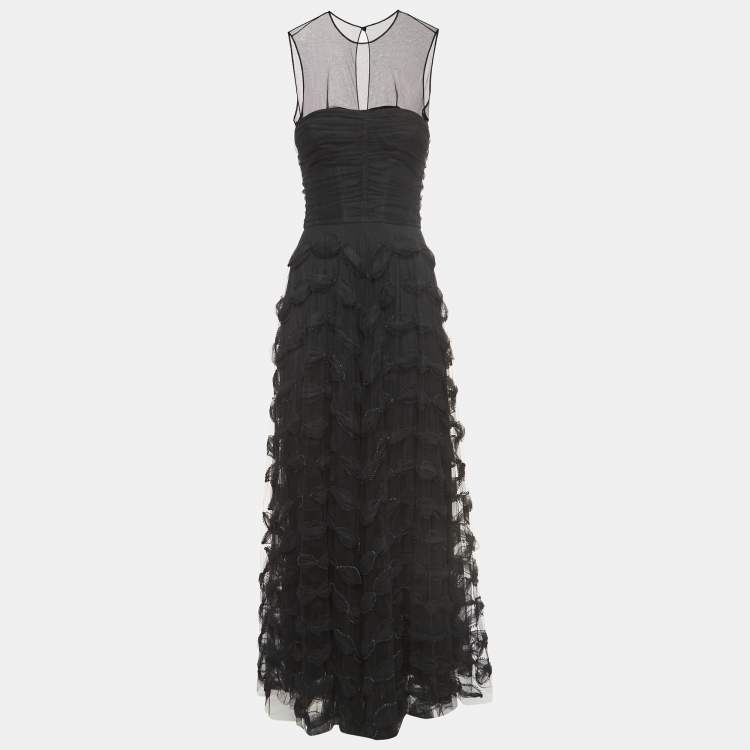 Pre Owned Dior Black Lace Embellished Detail Sleeveless Gown S