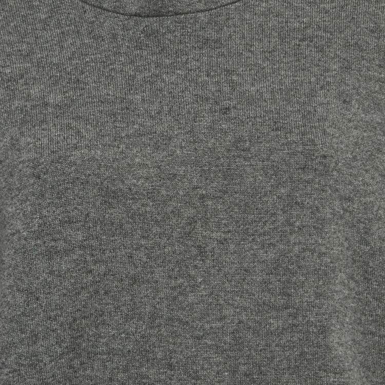 Pre Owned Dior Grey J'Adior Patterned Cashmere Hooded Sweater M