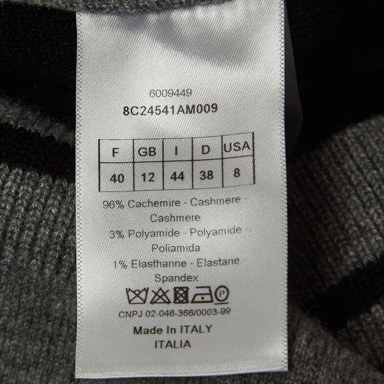 Pre Owned Dior Grey J'Adior Patterned Cashmere Hooded Sweater M