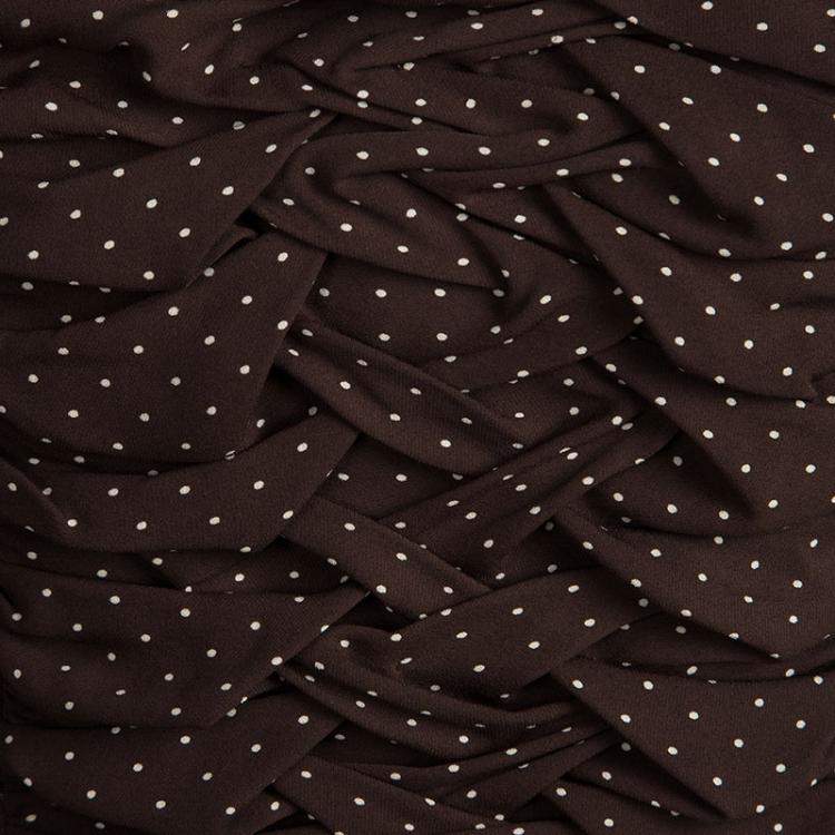 Pre Owned Dior Brown Polka Dot Print Silk Ruched Panel Detail Strapless Dress S