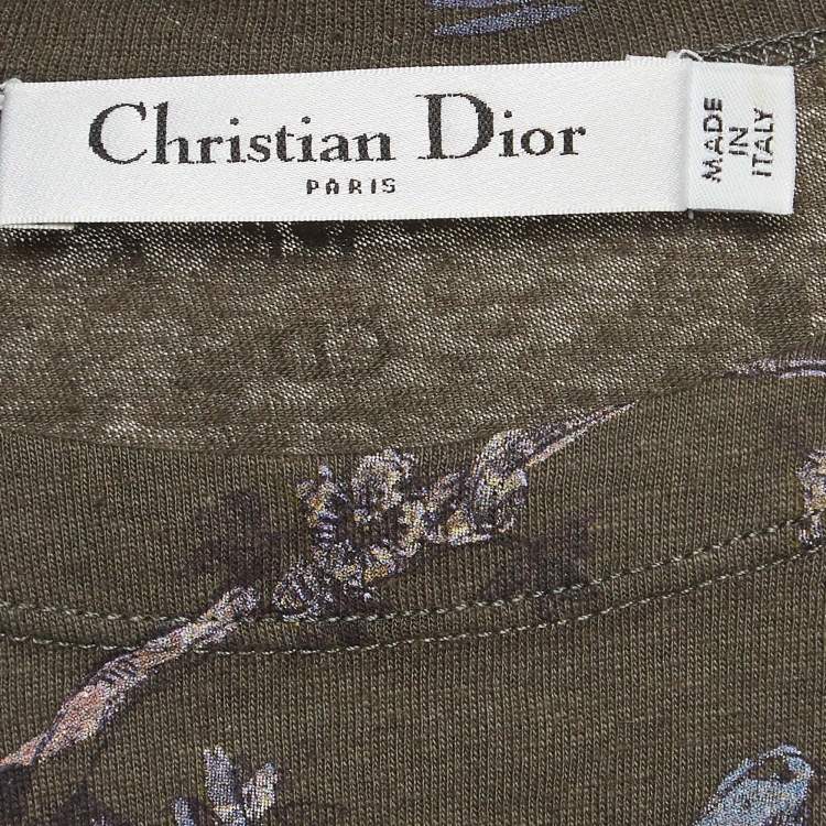 Pre Owned Christian Dior Boutique Green Jungle Print Knit Crew Neck T-Shirt L