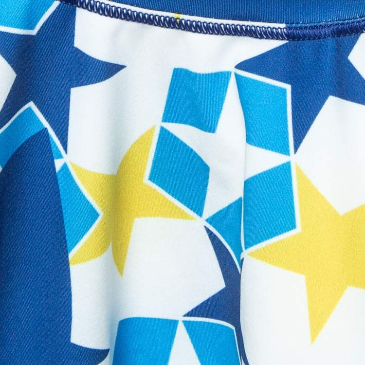 Pre Owned Dior Blue Stars Printed Jersey and Nylon Crop Top and Shorts Set M