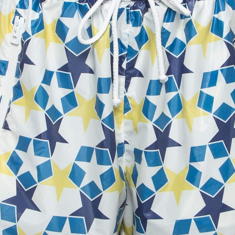 Pre Owned Dior Blue Stars Printed Jersey and Nylon Crop Top and Shorts Set M