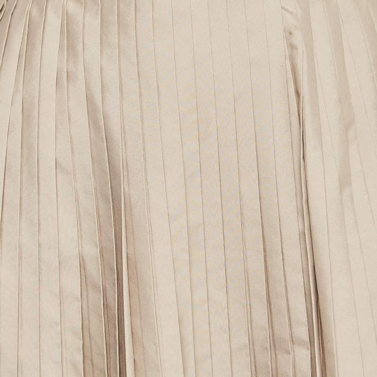 Pre Owned Christian Dior Beige Pleated Crepe Mini Skirt M