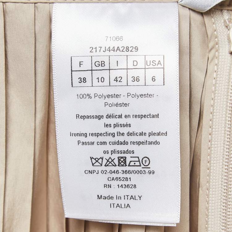 Pre Owned Christian Dior Beige Pleated Crepe Mini Skirt M